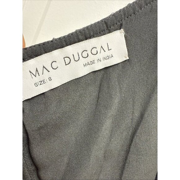 Mac Duggal Size 8 Black 8054 Ruffle Cap Sleeve Tiered Midi Cocktail Party Dress - Picture 9 of 10